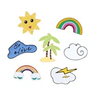 Броши с изображением радуги, облака, Солнца и Луны, значок, кокосовое дерево, сок, мороженое, эмалированные булавки, ювелирные изделия для летнего отдыха