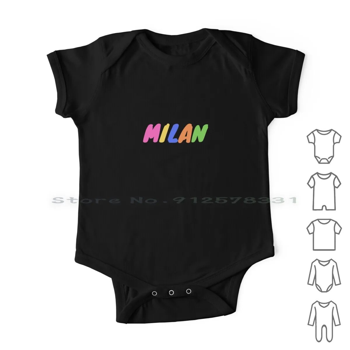 

Milan Newborn Baby Clothes Rompers Cotton Jumpsuits Milan Italy Colorful Text Rainbow Colors Popular Cities Italian Capital