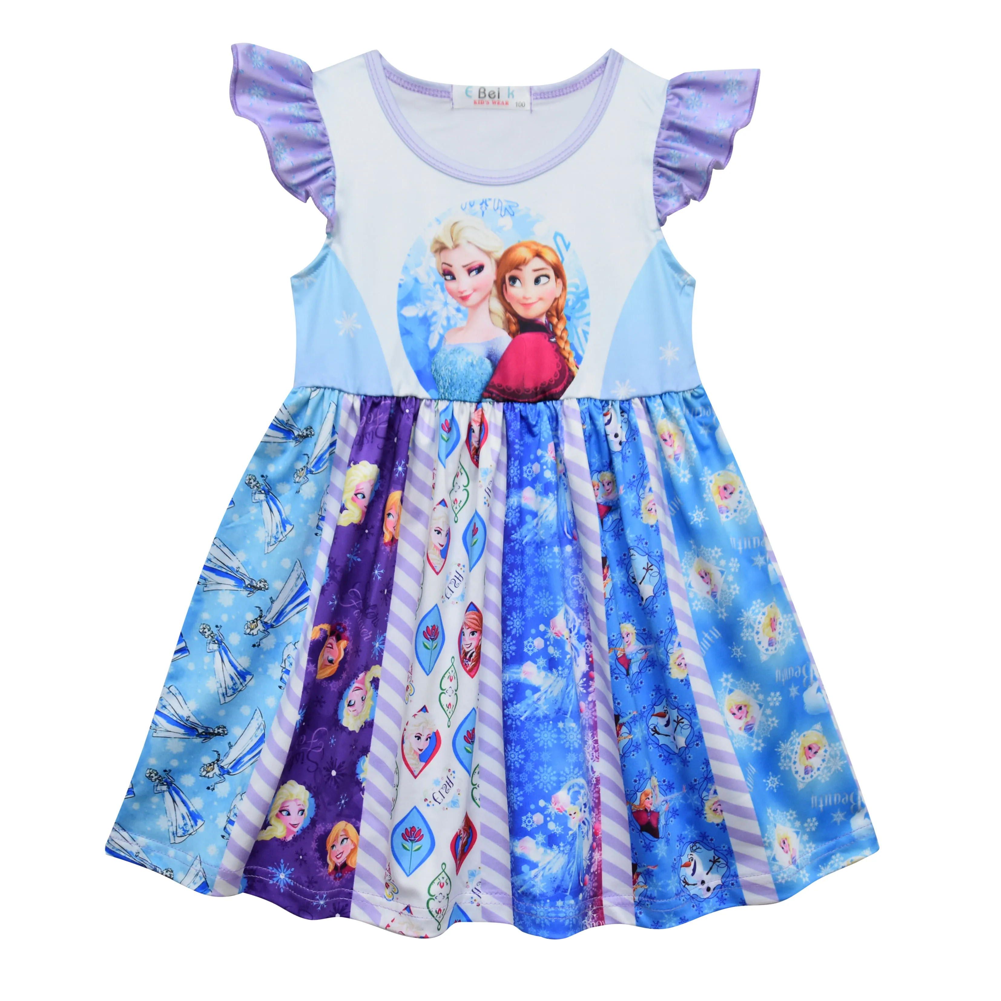 Children's wear Cartoon Long Sleeve Snow Queen Dress Anna Elsa Princess Christmas | Детская одежда и обувь
