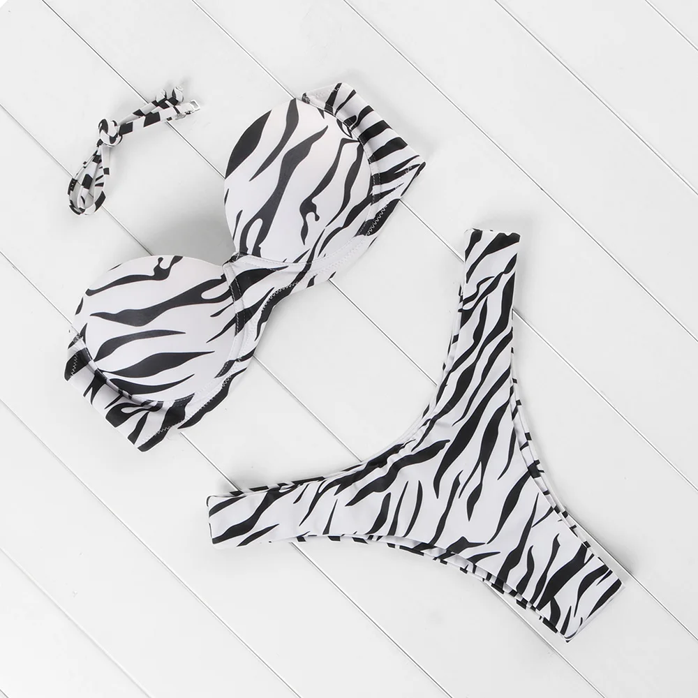 

OMKAGI Bikini Swimwear Women Swimsuit 2021 Leopard Brazilian Bikini Set Push Up Bathing Suit Female Summer Beach Wear Biquini