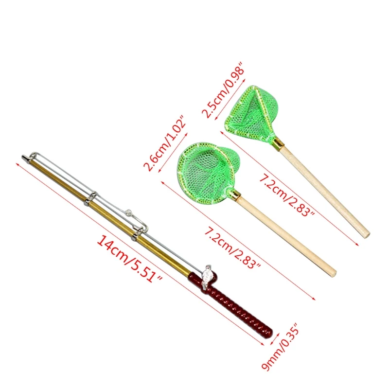

1Pack with 3Pcs Mini Fishing Toy Dollhouse Accessories Pond Decor Miniature Fishing Rod Miniature Pond Decor Kids Dollhouse Toy