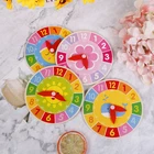Креативные детские деревянные цветные часы, игрушки для детей раннего дошкольного возраста, учебные пособия, Новинка