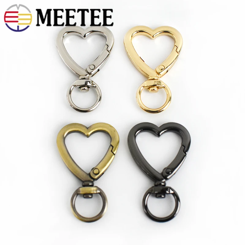 Meetee 5/10 шт. 11x4 0 мм/11x44 мм Пружинные пряжки в форме сердца металлическая открытая