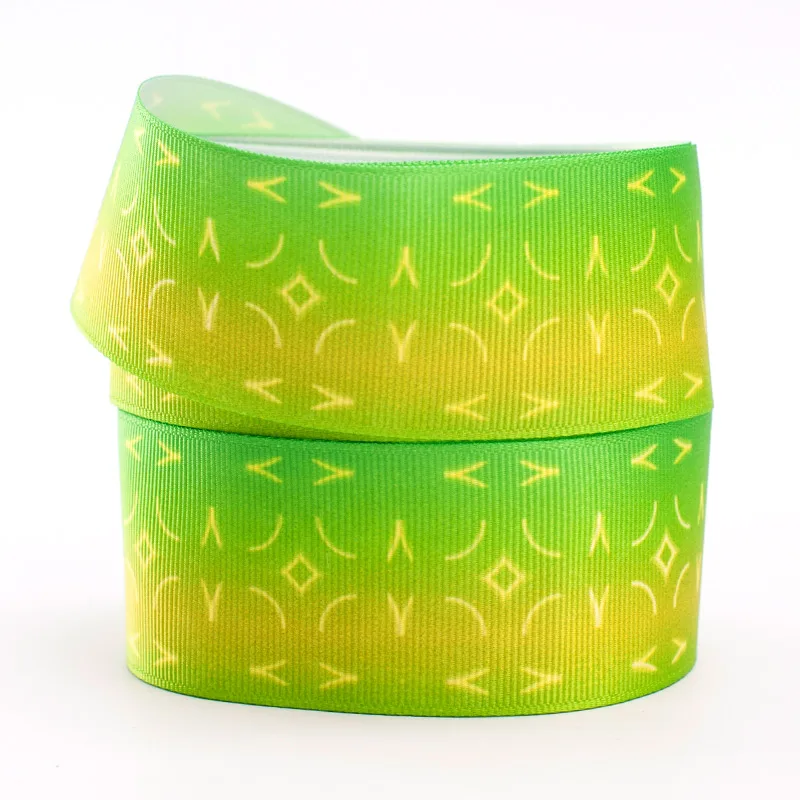 Four Leaf Clover Pattern Plant Grosgrain Ribbon Heat Transfer Print 5yards 25/38/75mm Handmade Hair Bows for Partys | Дом и сад