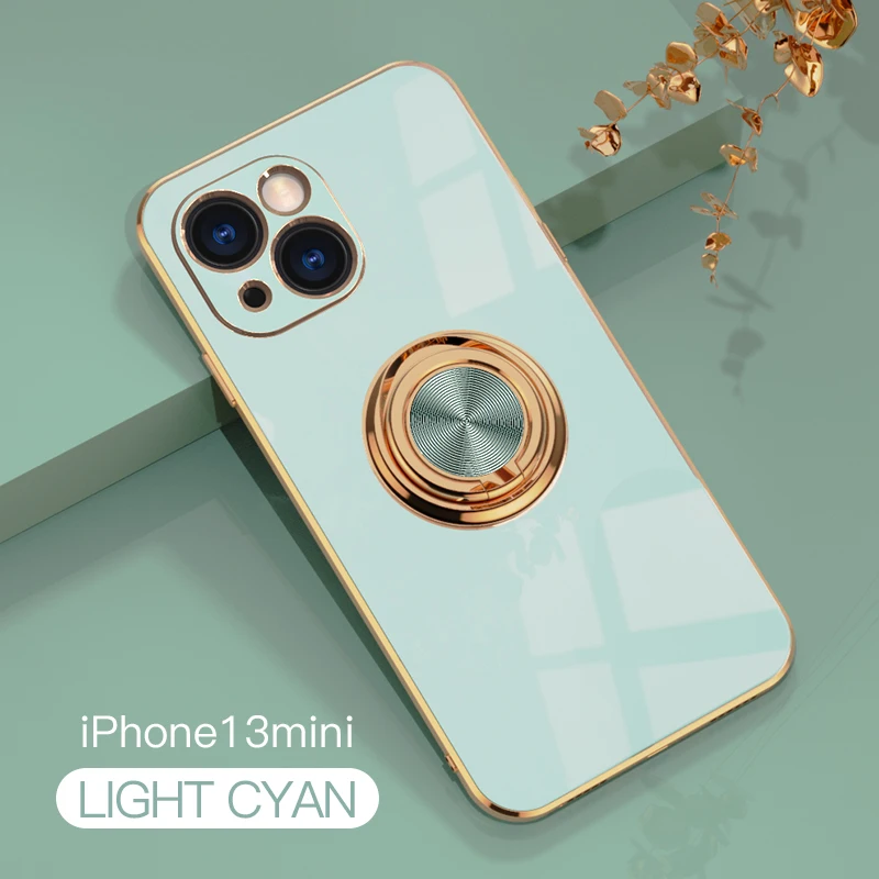 

【2021 iPhone 13 mini】Suitable for Apple iphone13 mobile case Electroplated ring car magnetic protective cover mobile phone bag