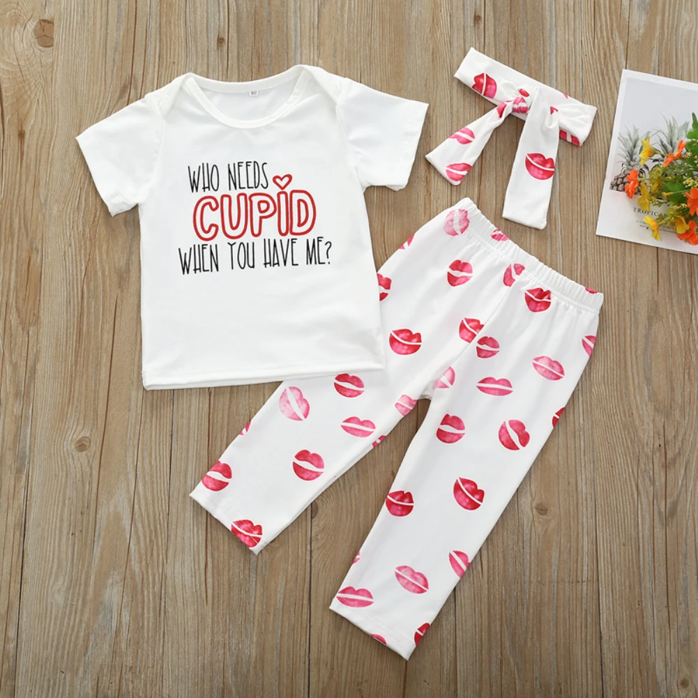 Детская одежда для маленьких девочек на День святого Валентина топы с короткими