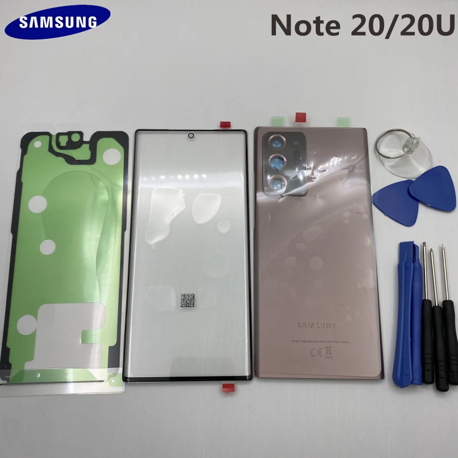 

NOTE20 New Original For Samsung Galaxy NOTE 20 N980 Ultra Back Glass Rear Battery Cover Door+Front Glass Lens+Adhesive+Tools