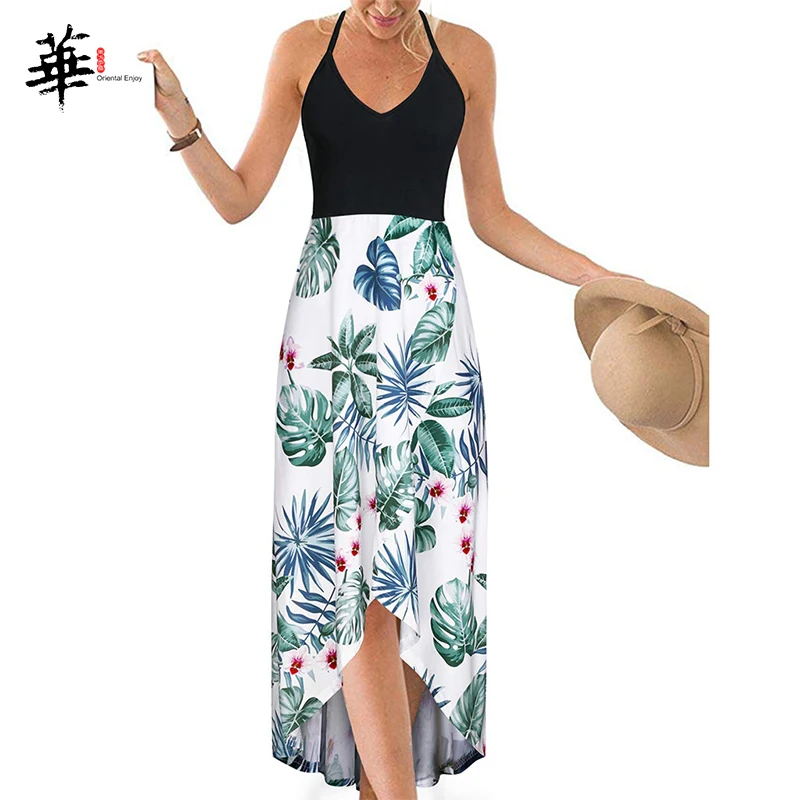 Платье женское длинное асимметричное с цветочным принтом пикантная модная