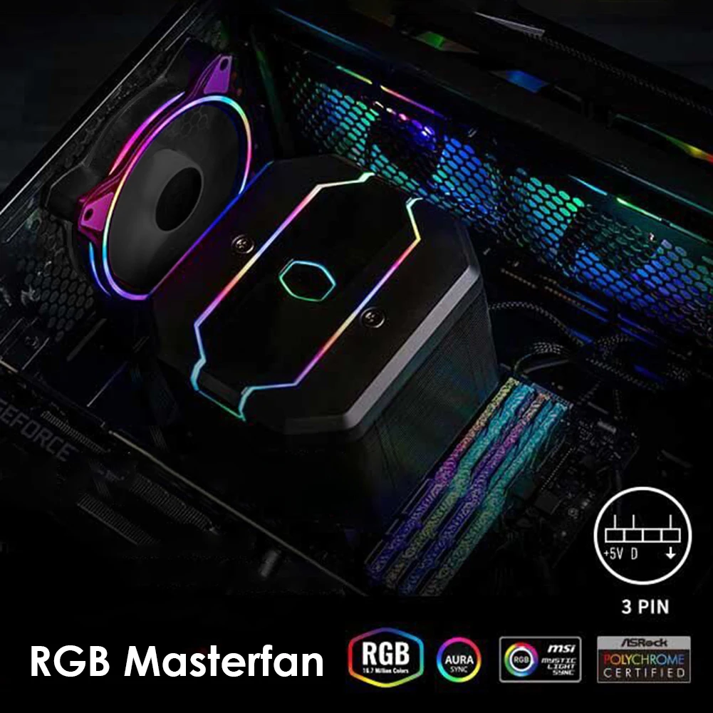 

120mm Cooler PC Case Fan RGB Fan Triple-Ring Chassis Cooling Fan for Desktop Computer Mute Cooling Computer Fans