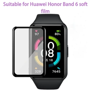 1pcs pmma soft protective film guard for huawei honor band 6 smartwatch screen protector full cover for huawei glory bracelet 6 free global shipping