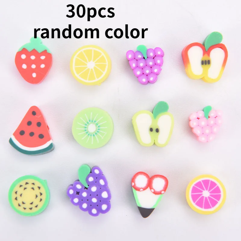 

30 шт 10 мм Разноцветные фрукты Форма бусины из глины Бусы из полимерной глины для DIY ручной работы аксессуары