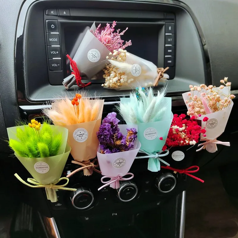 

Creativity Dried Flowers Bouquet Car Perfume Air Vent Clip Mini Bouquet Eternal Flower Car Accessories Interior Woman Ornament