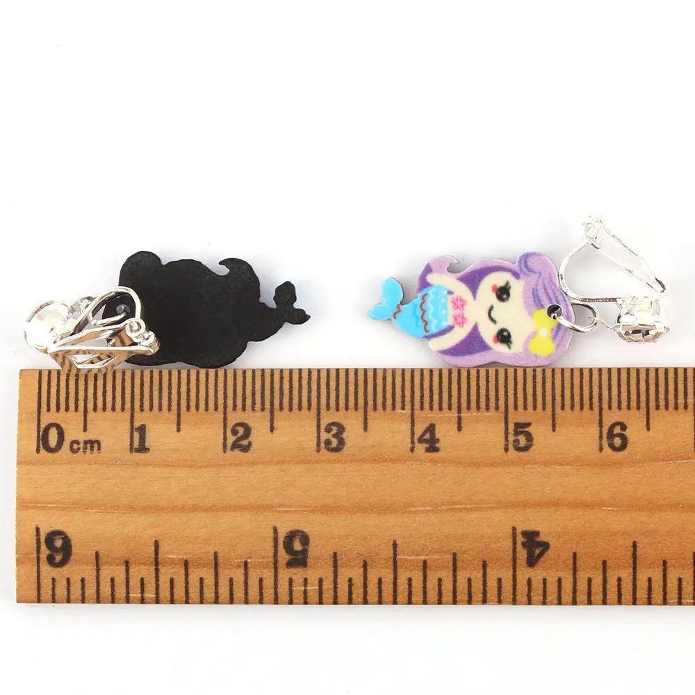 

GRACE JUN Cute Fashion Mermaid Clip on Earrings Without Pierced for Women Girl Kids No Hole Earrings Factory Wholesale Price