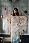 Настенный подвесной гобелен макраме 100x110 см, хлопковый богемный художественный красивый гобелен ручной работы для квартиры, комнаты, свадебное украшение