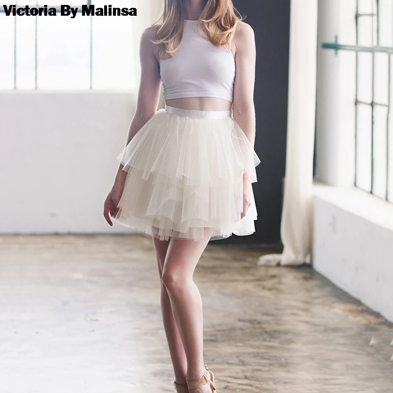 Женская белая Тюлевая юбка сексуальные женские юбки бальное платье скрытая