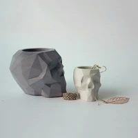 silicone concrete molds geometric skull flowerpot mold handmade cement planter mould pen holder tool wf924