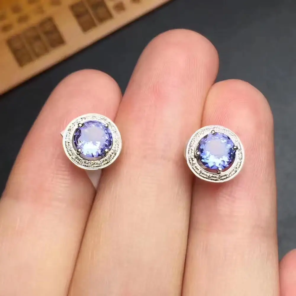 Модные серьги бесплатная доставка натуральные и настоящие anzanite из стерлингового