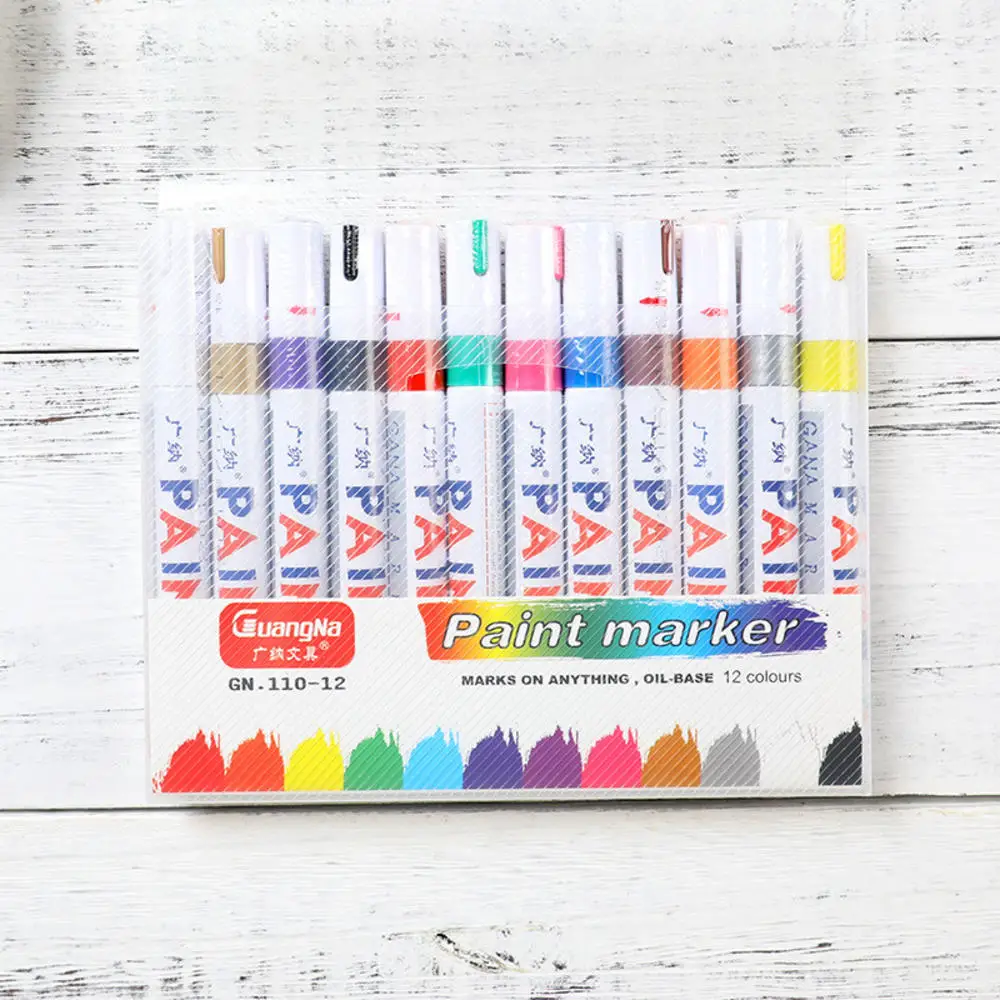 

12PCS Acrylic Paint Marker Pens Art Metal Waterproof Highlighter Wedding Album Color Graffiti Paintbrush Children Drawing Tools
