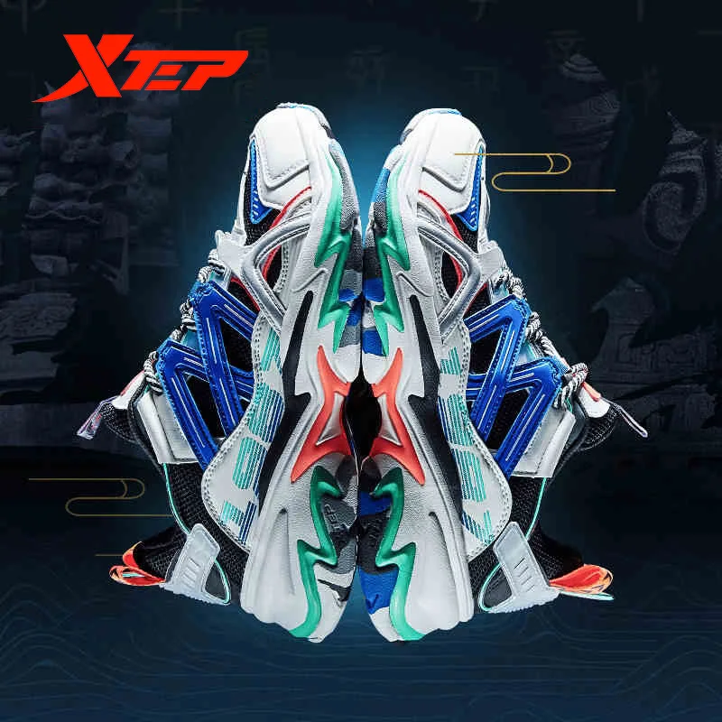 Xtep [chinoisery] Мужские Разноцветные массивные кроссовки мужские дышащие сетчатые