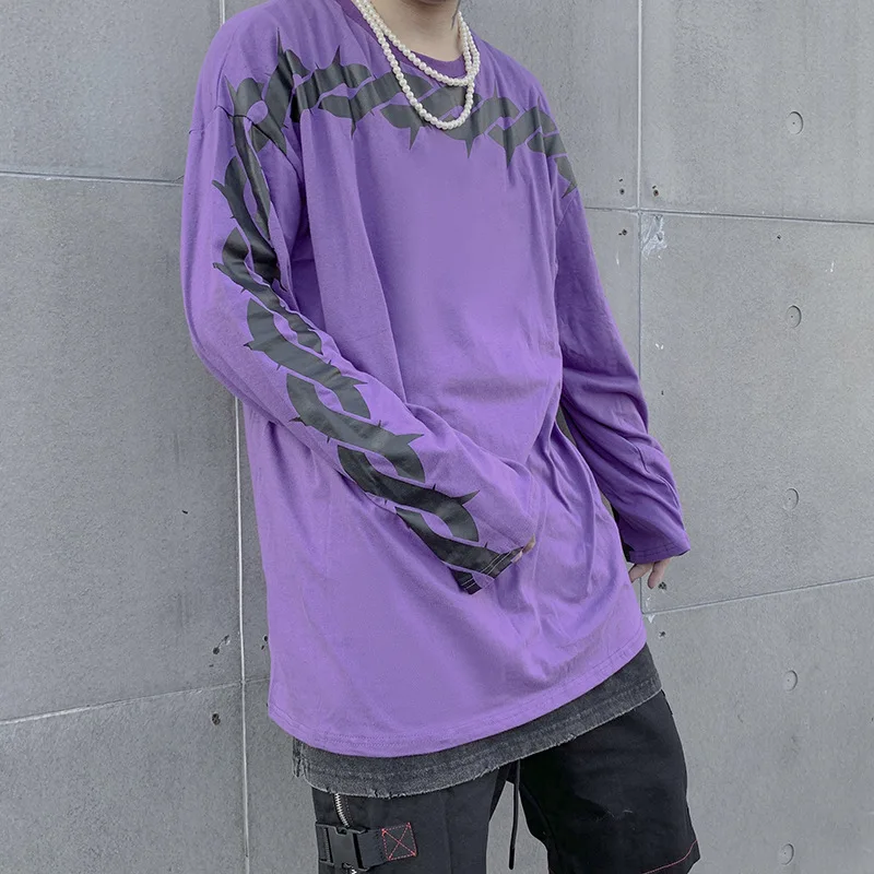 Футболка Thorny для женщин и мужчин с длинным рукавом безразмерная свободная