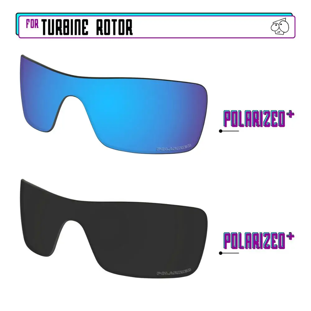 EZReplace Polarized Replacement Lenses for - Oakley Turbine Rotor Sunglasses - BlackPPlus-BluePPlus