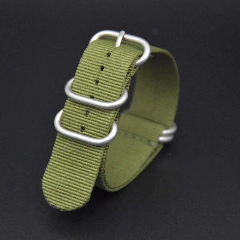 

New ZULU NATO Watch Strap Fashion Silver 5 Loop Nylon Watch Band 20mm 22mm 24mm Striped Men Replacement Band