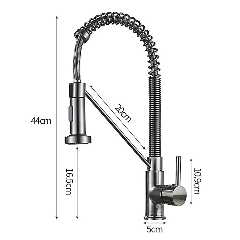 

Brushed Silver Kitchen Faucet Deck Mounted Water Mixer Tap 360 Degree Rotation Stream Sprayer Nozzle Kitchen Sink Hot Cold Taps