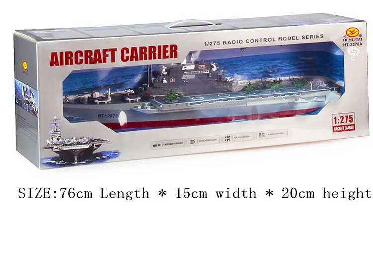 

[Funny] 4CH HT-2878 RC boat Ship warship ST model aircraft carrier supernova sale Military enthusiasts Remote Control toy gift