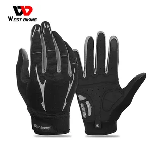 Велосипедные перчатки, гелевые велосипедные перчатки для сенсорного экрана, противоскользящие ветрозащитные перчатки с пальцами для горного велосипеда, шоссейного велосипеда, WEST BIKING