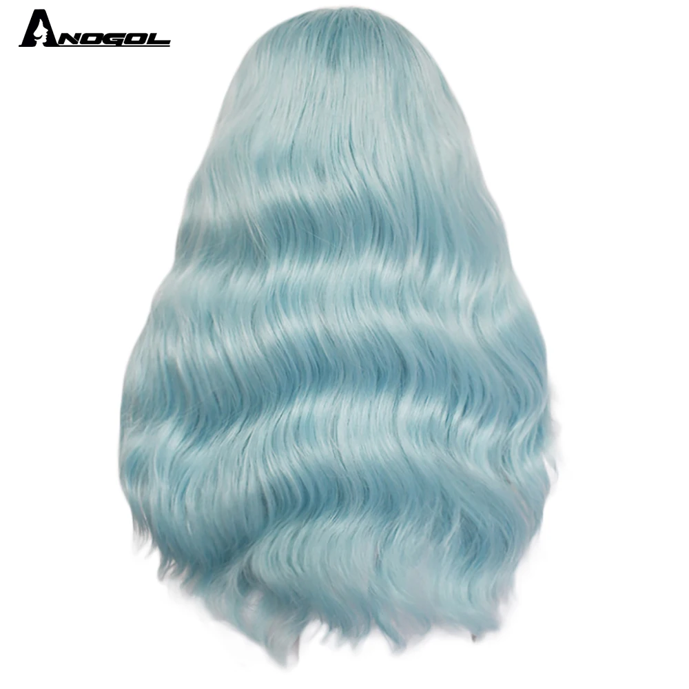 Аногол 24 &quotмятно зеленый длинный волнистый синтетический кружевной передний