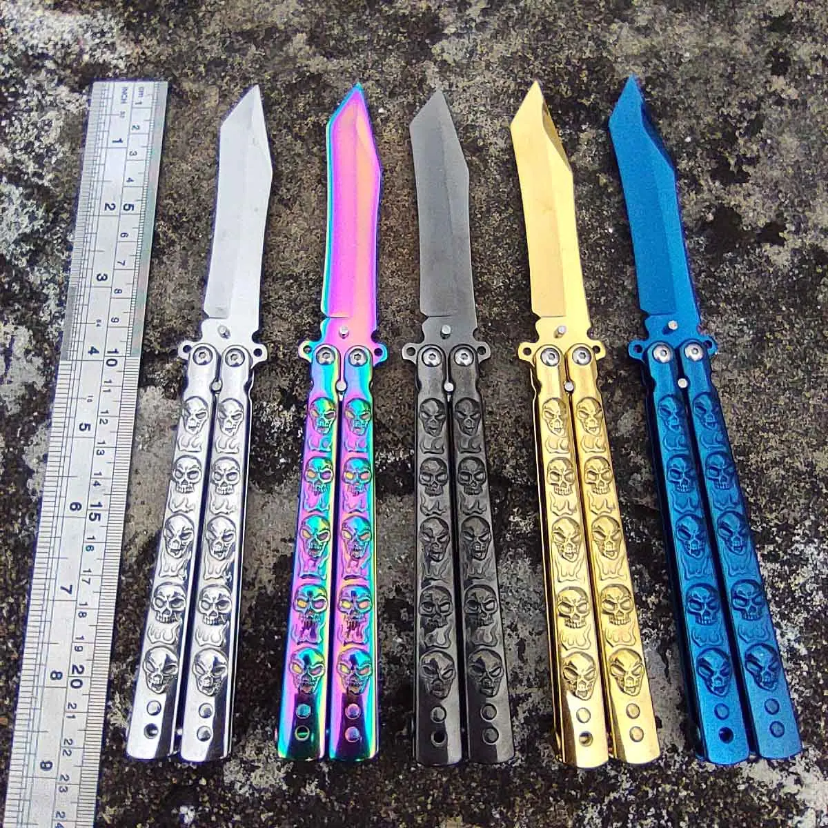 Нож-бабочка для начинающих тренировочные ножи гравировки черепов тупое лезвие