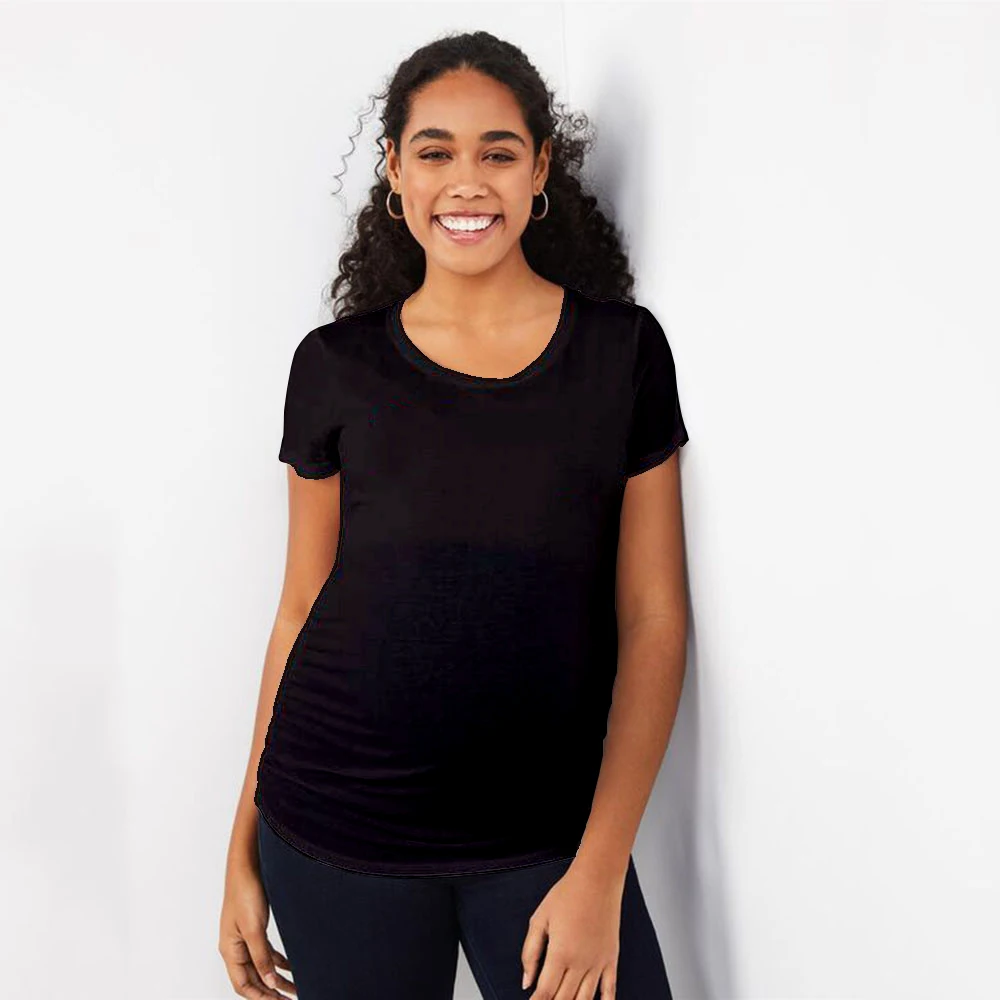 Забавная рубашка для маленьких девочек беременных с коротким рукавом футболка