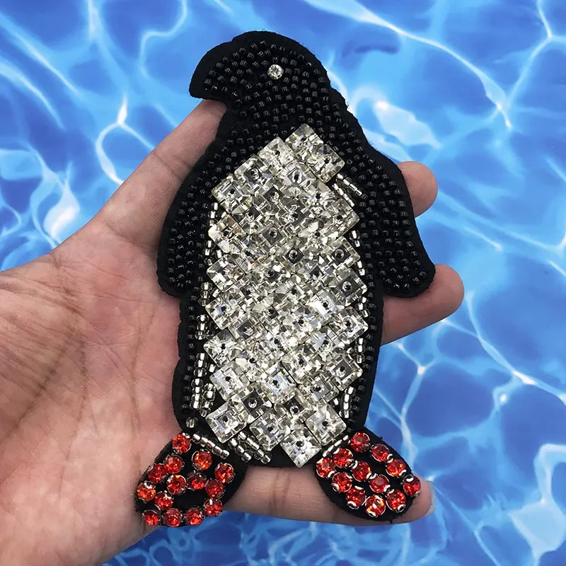 Стразы из бисера с нашивкой Пингвин для одежды пришиван на аппликации одежда