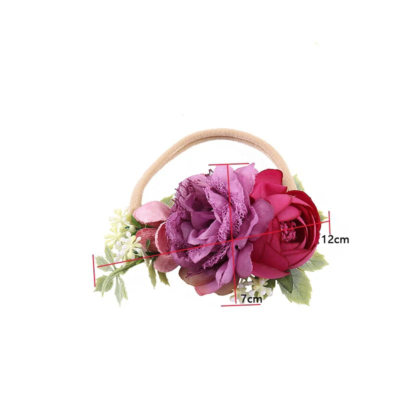 Warmom-diademas Artific para beb&eacute;, diademas de flores para reci&eacute;n nacido, diademas el&aacute;sticas de nailon hechas a mano, diademas florales para ni&ntilde;o peque&ntilde;o-5
