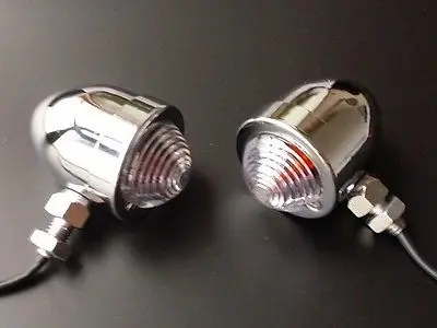 

Chrome Metal Bullet TURN SIGNAL Cruiser Chopper CB GS V-Star XS KZ Z1000 For Cafe Racer Rat Vintage Retro Old School