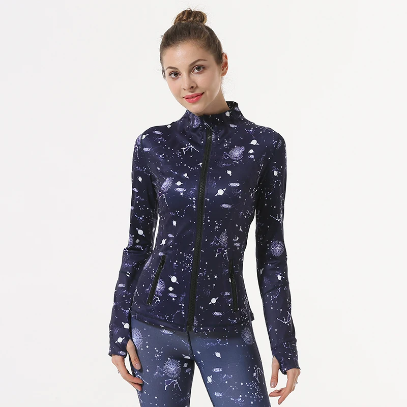 

Women Sport Jackets Zipper Fitness Gym Running Coat Long Sleeve Breathable Outerwear Yoga Tops Elastics Outdoor Jogging Jacket