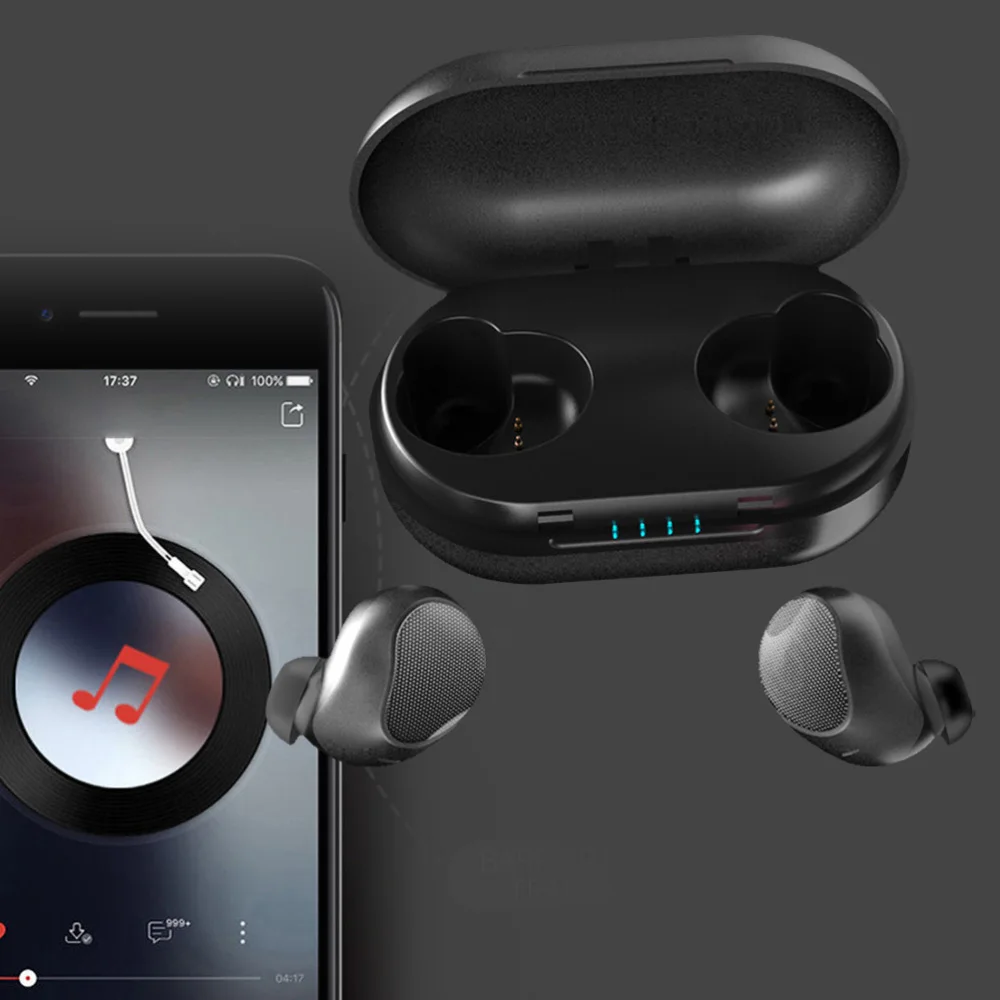 

T10 TWS Double Wireless 5.0 Earphone Earbuds with Charging Box (Blue)