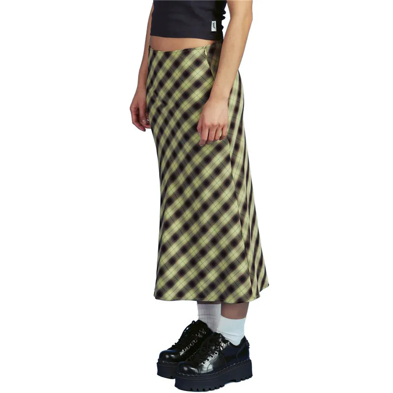 Юбка Женская средней длины в клетку облегающая длинная юбка-карандаш А-силуэта с