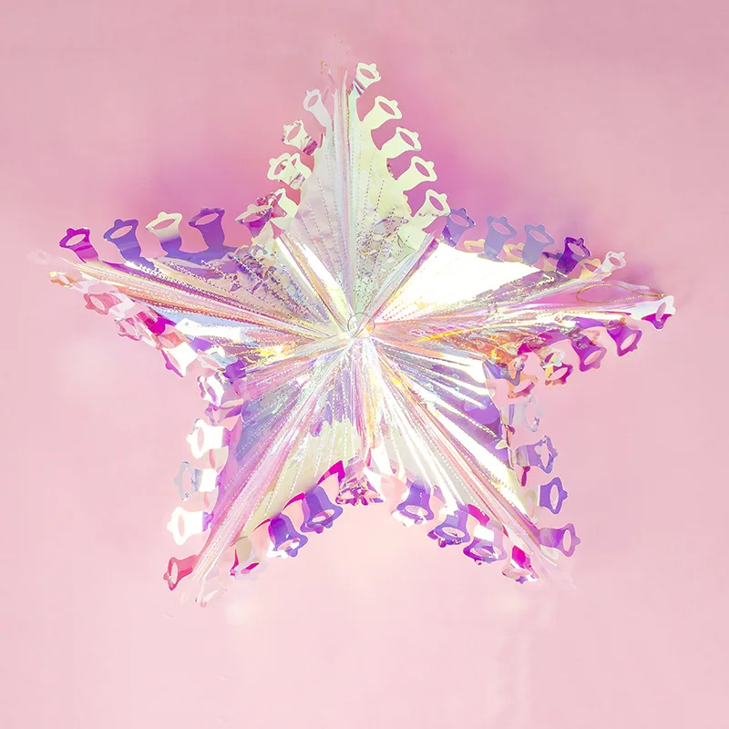 Colorful Reflected Light Laser Flower Star Christmas Ornament Tree Top Hanging Pendant Home Party Decor Accessories | Дом и сад