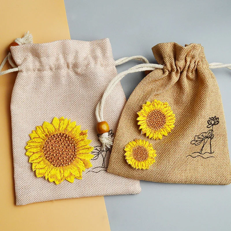 Набор железных вышитых нашивок с подсолнухами рюкзак для одежды полоски на