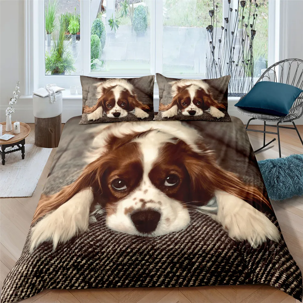

Polyester Duvet Cover Pets Dog Bedding Set for Luxury Home Textiles 2/3pcs Queen King Twin Size Comforter Bedding Set