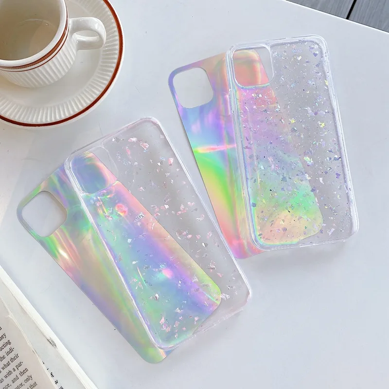 tfshining conch shell phone cases for iphone 11 11 pro x xr xs max 8 7 plus 6 6s se 2020 bling glitter laser case tpu back cover free global shipping