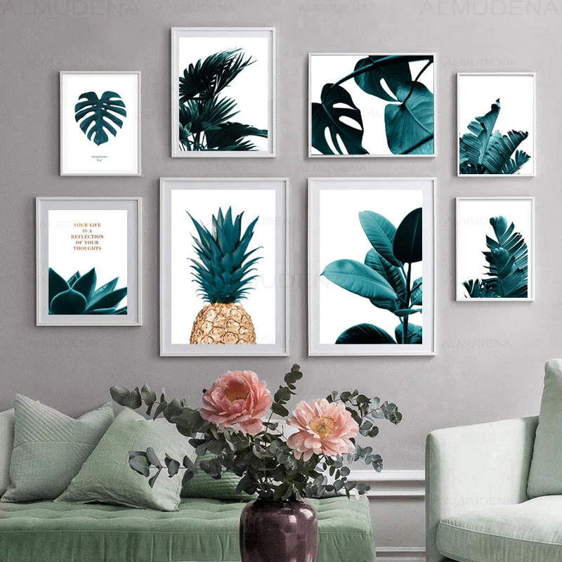 

Nordic Pineapple Green Leaves Canvas Painting Wall Art Poster Home Decoration Posters And Prints Plant Pictures for Living Room