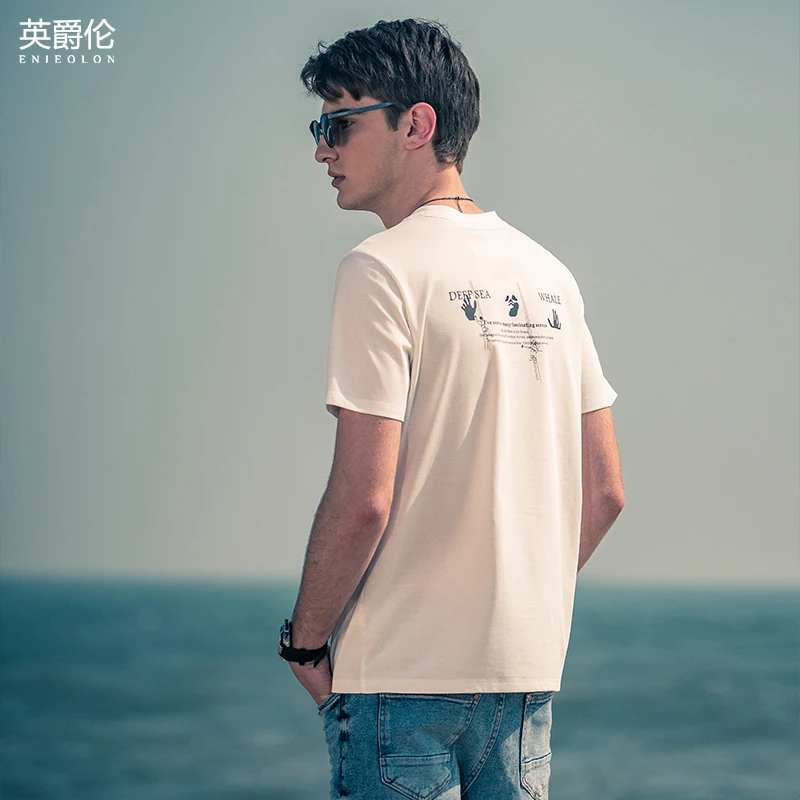 

Enjeolon Men Brand Short Sleeve T-shirt Ice Cool Touch Fabric O-neck Men's Basic Tshirts male high quality tops T7669