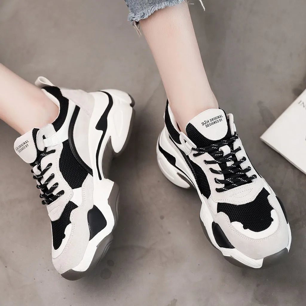 Женские дышащие кроссовки повседневные женская обувь на танкетке увеличивающая