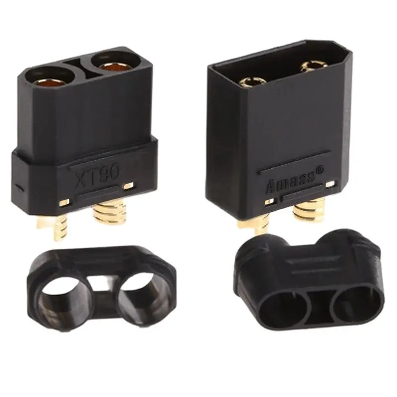 10PCS Amass XT90H XT90 Black Large Current Lipo Battery Connector Male Female Gold-plated Plug with Sheath for RC Aircraft Parts