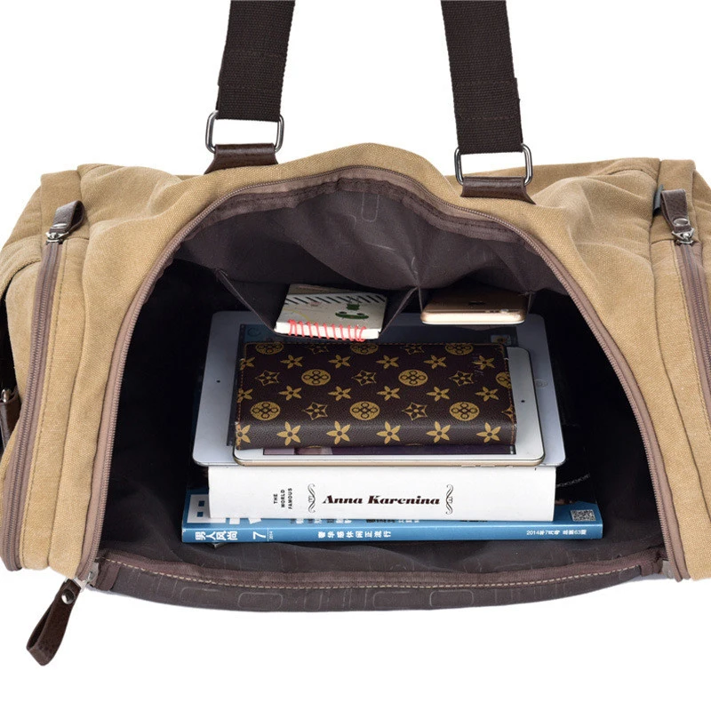 

Top Quality Casual Travel Duffel Bag Canvas Handbags Large Capacity Travel Bags Black Messenger Bag Tote Weekend Luggage Bag