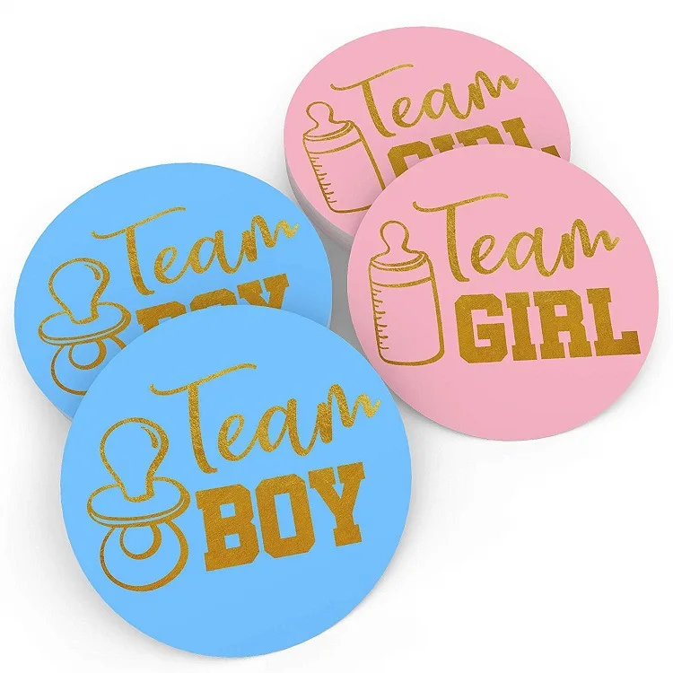 

24/48pcs Team Girl Team Boy Stickers Girl or Boy Vote Sticker for Gender Reveal Party Creative Decoration Baby Shower Supplies