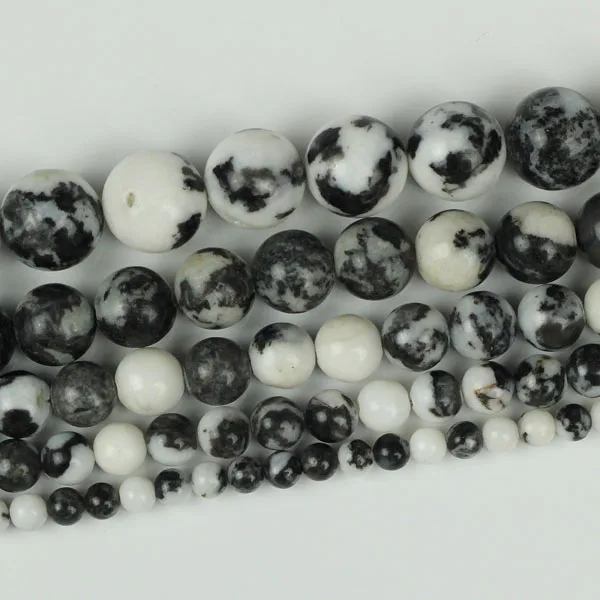 

Natural Stone Beads Black White Zebra Jaspers Round Stone Loose Beads 15" Strand 4 6 8 10 12MM Pick Size For DIY Jewelry Making