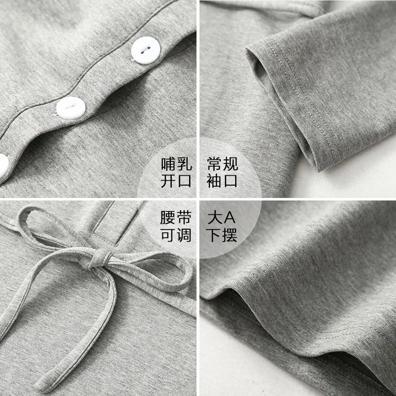 Платье для беременных женщин Сезон весна-осень Модное Длинное из чистого хлопка